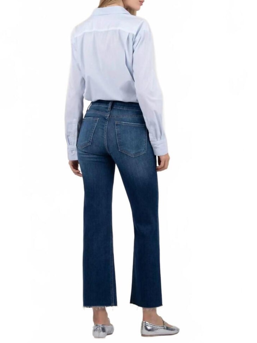 Kut from the Kloth Kelsey Fab Ab Ankle Flare High Rise Jeans Frayed Hem Size 8 - Picture 14 of 14